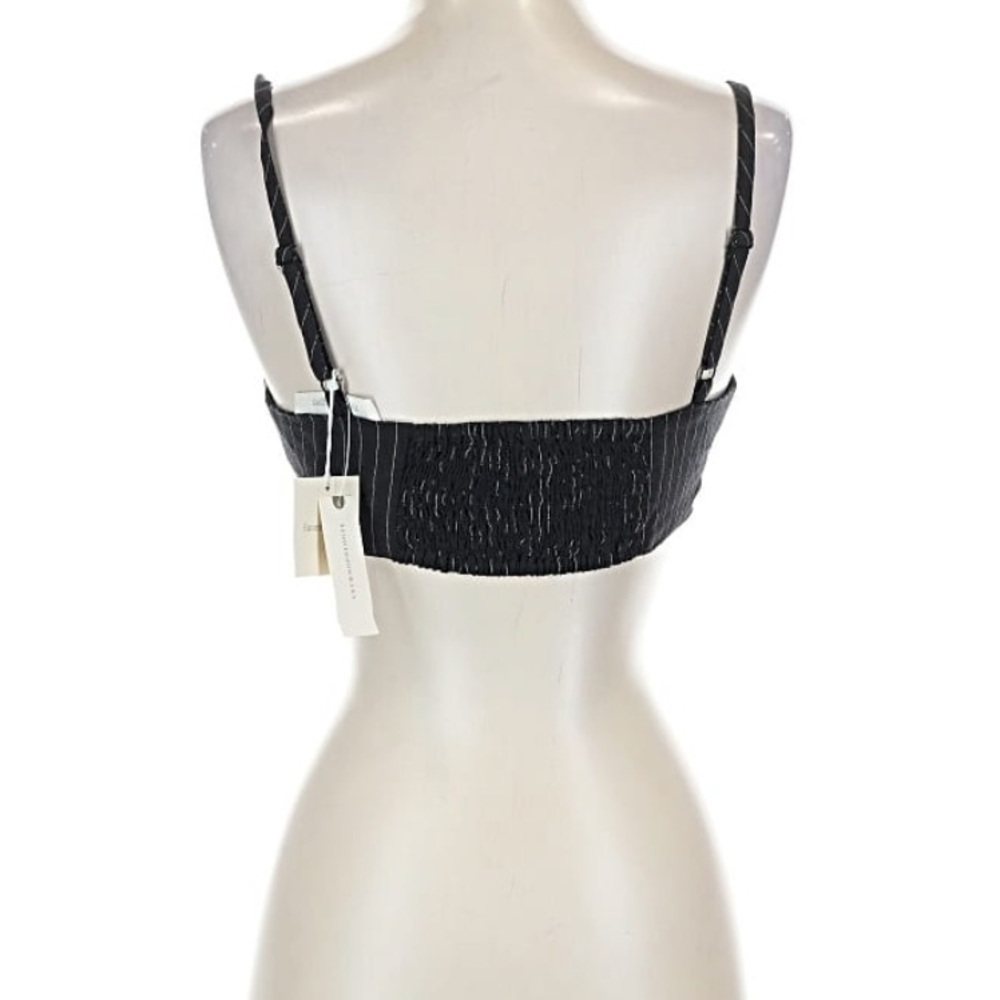NWT Favorite Daughter Ex Boyfriend Pinstripe Bra Top Black Smocked Crop Small - Picture 4 of 7